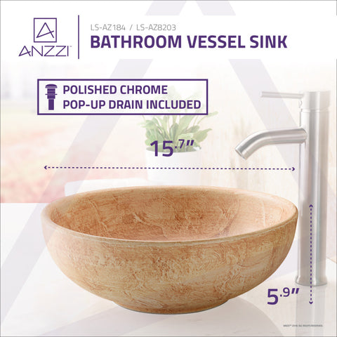 ANZZI Earthen Series Vessel Sink in Creamy Beige