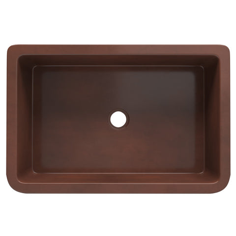 ANZZI Anatolian Farmhouse Handmade Copper 33 in. 0-Hole Single Bowl Kitchen Sink with Sunflower Design Panel in Polished Antique Copper