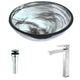 LSAZ054-096B - ANZZI Mezzo Series Deco-Glass Vessel Sink in Slumber Wisp with Enti Faucet in Brushed Nickel