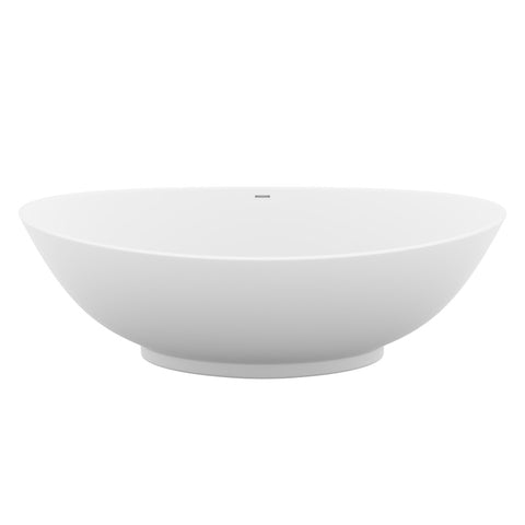 ANZZI Masoko 6.2 ft. Solid Surface Center Drain Freestanding Bathtub in Matte White