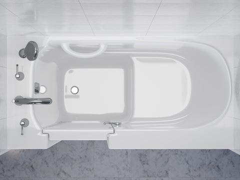 ANZZI 26 in. x 53 in. Left Drain Quick Fill Walk-In Soaking Tub in White