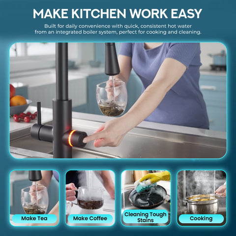 Sunset 4-in-1 Single Handle 17.5 in. Faucet for Instant Hot Water Dispensor with Boiler Tank and Filter in Nickel