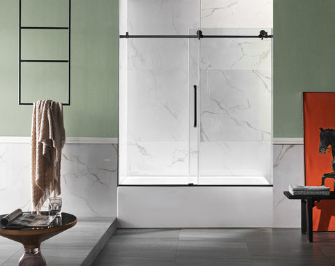 ANZZI 5 ft. Acrylic Rectangle Tub With 60 in. x 62 in. Frameless Sliding Tub Door