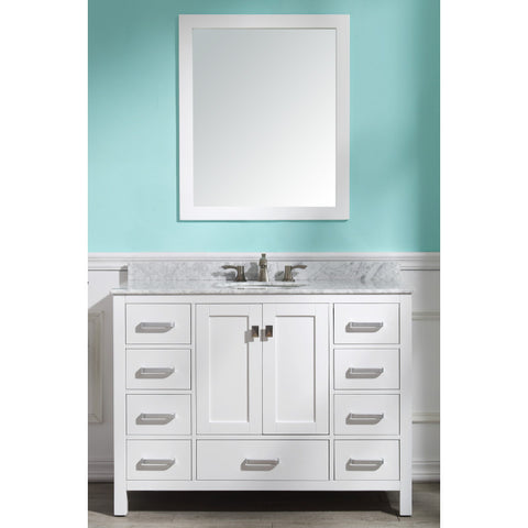 ANZZI Chateau 48 in. W x 22 in. D Bathroom Bath Vanity Set with Carrara Marble Top with White Sink