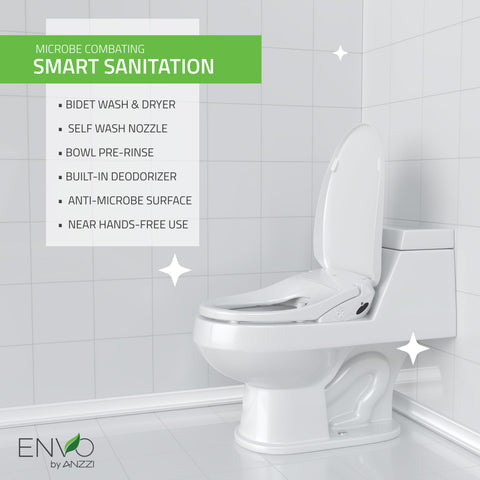 Lunar Elongated Smart Electric Bidet Toilet Seat with Remote Control, Heated Seat, Air Purifier, and Deodorizer