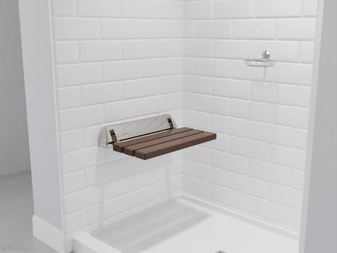 Kind 20 in. Teak Wall Mounted Folding Shower Seat