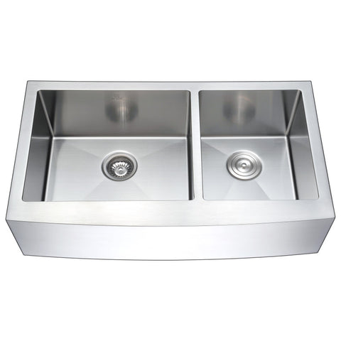 ANZZI Elysian Farmhouse Stainless Steel 33 in. 0-Hole 60/40 Double Bowl Kitchen Sink in Brushed Satin