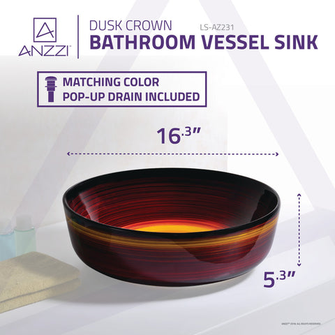 ANZZI Dusk Crown Series Ceramic Vessel Sink in Rising Blur Finish