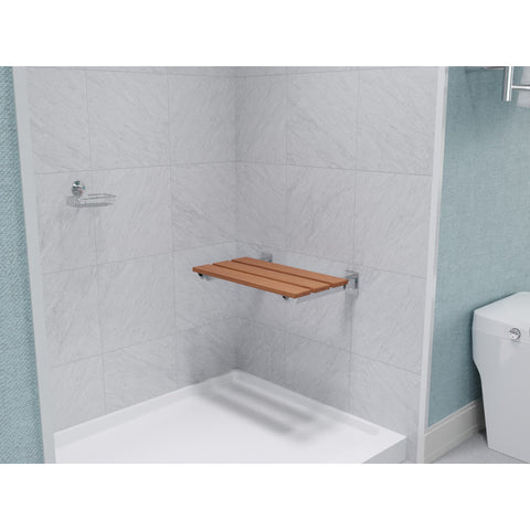 AC-AZ202 - ANZZI Bohemian 18.7 in. Teak Wall Mounted Folding Shower Seat