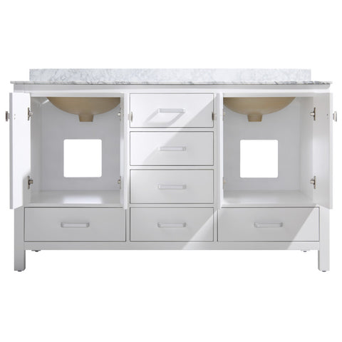 ANZZI Chateau 60 in. W x 22 in. D Bathroom Vanity Set with Carrara Marble Top with White Sink