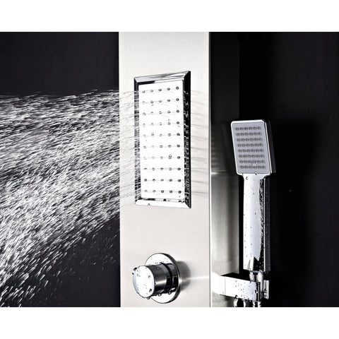 ANZZI Field 58 in. Full Body Shower Panel with Heavy Rain Shower and Spray Wand in Brushed Steel