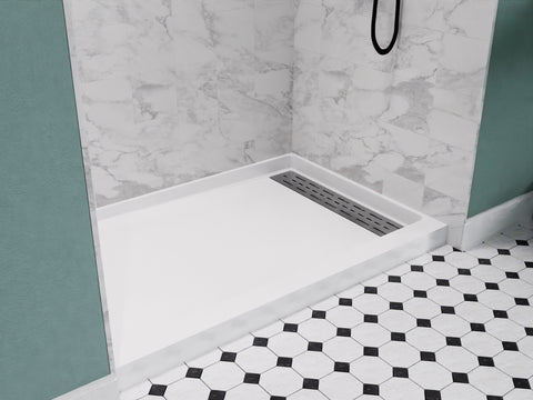 Alexander 60 in. L x 36 in. W Alcove Shower Pan Base with Right Drain in Glossy White Marine Acrylic