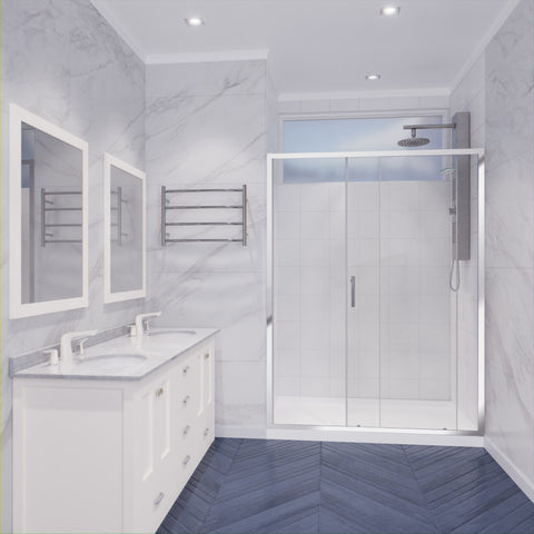48 in. x 72 in. Framed Shower Door with TSUNAMI GUARD in Polished Chrome