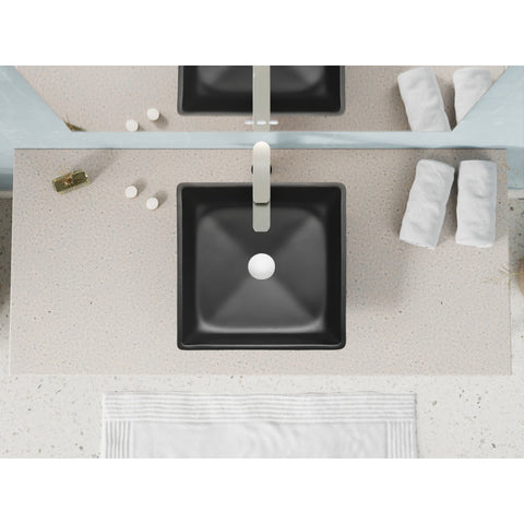 LS-AZ906MB - ANZZI Solstice Square Glass Vessel Bathroom Sink with Matte Black Finish