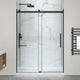 Stellar Series Sliding Frameless Shower Door  with Alcove Shower Base