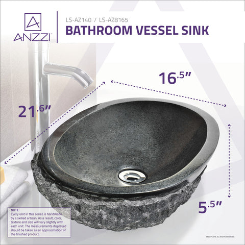 ANZZI Dragons Peak Vessel Sink in Mandy Black