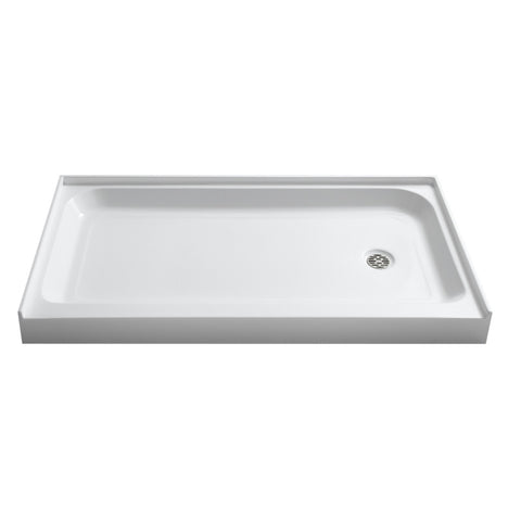 SB-AZ04RD - ANZZI Tier 36 x 60  in. Right Drain Single Threshold Shower Base in White