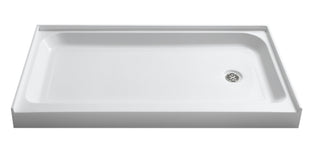 Tiers Base Series 36 in. L x 60 in. W Alcove Shower Shower Pan Base with Right Drain in Glossy White Marine Acrylic
