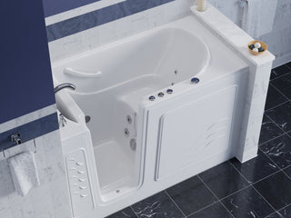 ANZZI Series 30 in. x 60 in. Left Drain Quick Fill Walk-In Whirlpool Tub with Fast Drain in White and Soft Close Toilet
