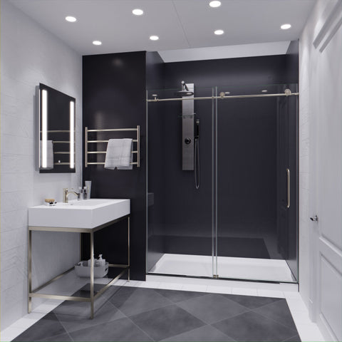 SD-AZ13-02BN - ANZZI Madam Series 60 in. by 76 in. Frameless Sliding Shower Door in Brushed Nickel with Handle