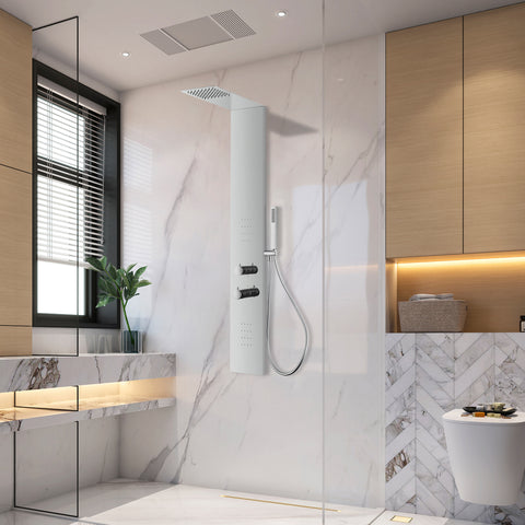 Collines Series 55 in. 2-Jetted Shower Tower in Polished Chrome with Heavy Rain Shower, Spray Wand, and DIY Friendly