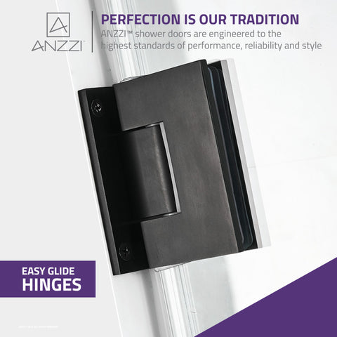 ANZZI Fellow Series 24 in. by 72 in. Frameless Hinged Shower Door with Handle