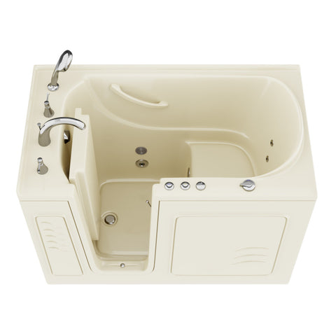 AZ3053LBH - ANZZI Coupe Series 30 in. x 53 in. Left Drain Quick Fill Walk-In Whirlpool Tub with Powered Fast Drain in Biscuit