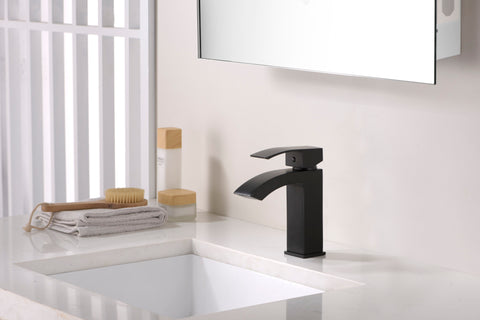 Revere Series Single Hole Single-Handle Low-Arc Bathroom Faucet in Matte Black