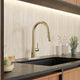 Modern 16 in. 1-Handle Touchless Pull-Down Kitchen Faucet in Satin Brass with Motion Sensor and Dual Spray Modes