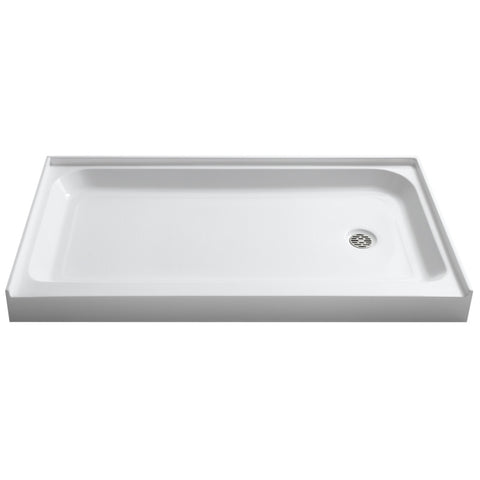 SB-AZ03RD - ANZZI Tier 32 x 60  in. Right Drain Single Threshold Shower Base in White