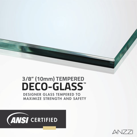 ANZZI Series 48 in. x 76 in. Frameless Shower Door with Sliding in Brushed Gold with Tsunami Guard Tempered Clear Glass
