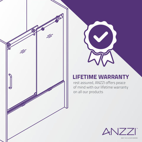 ANZZI Raymore Series 60 in. x 62 in. Frameless Sliding Tub Door