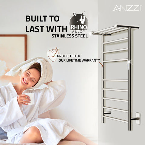 ANZZI Eve 8-Bar Stainless Steel Wall Mounted Electric Towel Warmer Rack