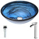 LSAZ048-097 - ANZZI Soave Series Deco-Glass Vessel Sink in Sapphire Wisp with Key Faucet in Polished Chrome