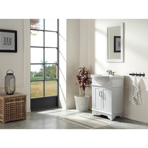 VT-MRCT3024-WH - ANZZI Montbrun 24 in. W x 34 in. H Bath Vanity-Rich White with White Basin and Mirror