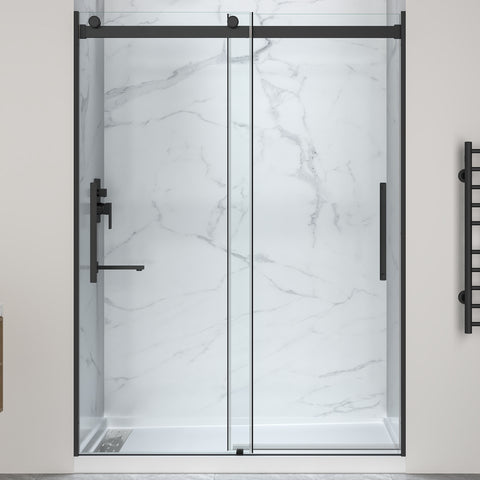 Stellar Series Sliding Frameless Shower Door  with Alcove Shower Base