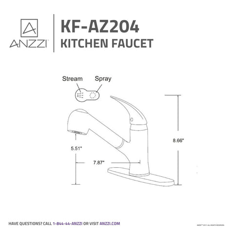 ANZZI Del Acqua Single-Handle Pull-Out Sprayer Kitchen Faucet