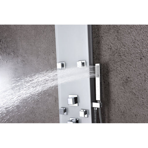 ANZZI Rhaus 60 in. 6-Jetted Full Body Shower Panel with Heavy Rain Shower and Spray Wand in White