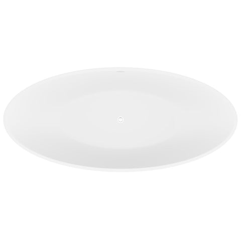 ANZZI Masoko 6.2 ft. Solid Surface Center Drain Freestanding Bathtub in Matte White