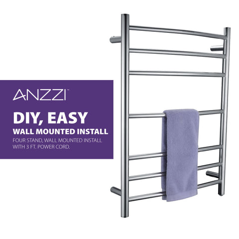 ANZZI Gown 7-Bar Stainless Steel Wall Mounted Towel Warmer