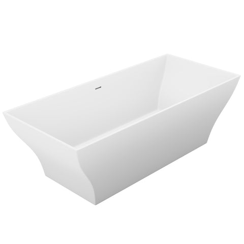 FT-AZ8419 - ANZZI Kayenge 5.9 ft. Solid Surface Center Drain Freestanding Bathtub in Matte White