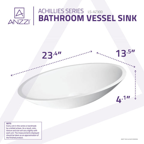 ANZZI Achillies Solid Surface Vessel Sink in White