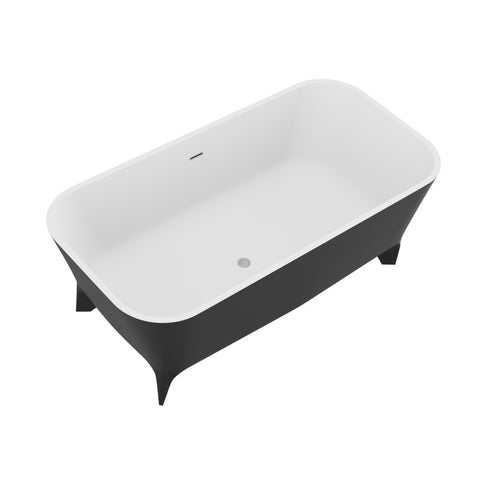 FT-AZ115 - ANZZI Nightshade 63 in. Solid Surface Freestanding Bathtub in Matte Black