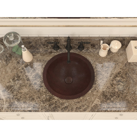 ANZZI Antakya 16 in. Drop-in Round Bathroom Sink in Hammered Antique Copper