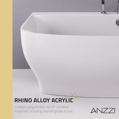 ANZZI Bank Series 5.41 ft. Freestanding Bathtub with Deck Mounted Faucet in White