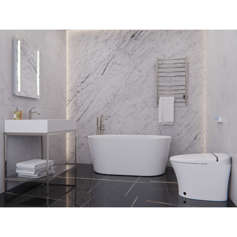 ANZZI Chand 55 in. Acrylic Flatbottom Freestanding Bathtub in White