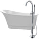 FTAZ095-0025C - ANZZI Prima Series 67 in. x 31 in. Flat Bottom Freestanding Soaking Bathtub with Center Drain and Faucet in Glossy White