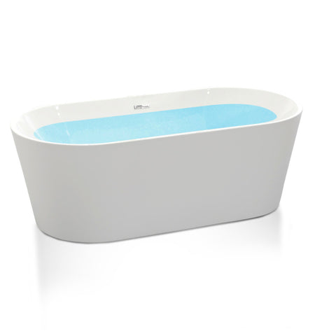 FT-AZ098 - ANZZI Chand 67 in. Acrylic Flatbottom Freestanding Bathtub in White