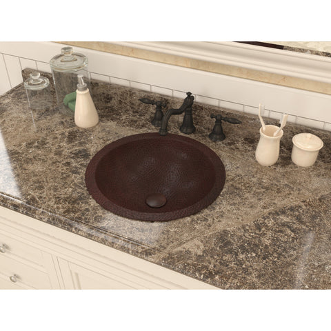 BS-005 - ANZZI Antakya 16 in. Drop-in Round Bathroom Sink in Hammered Antique Copper