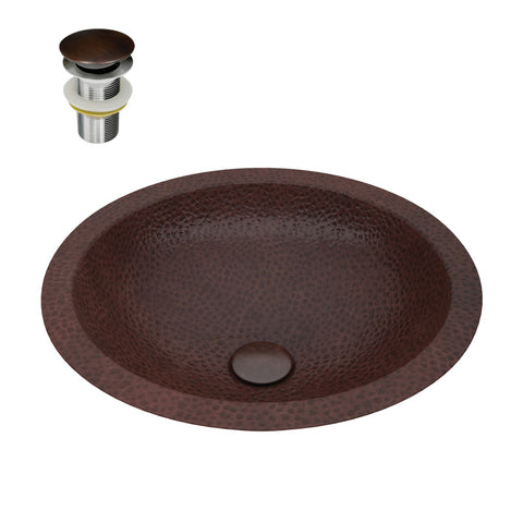 BS-005 - ANZZI Antakya 16 in. Drop-in Round Bathroom Sink in Hammered Antique Copper